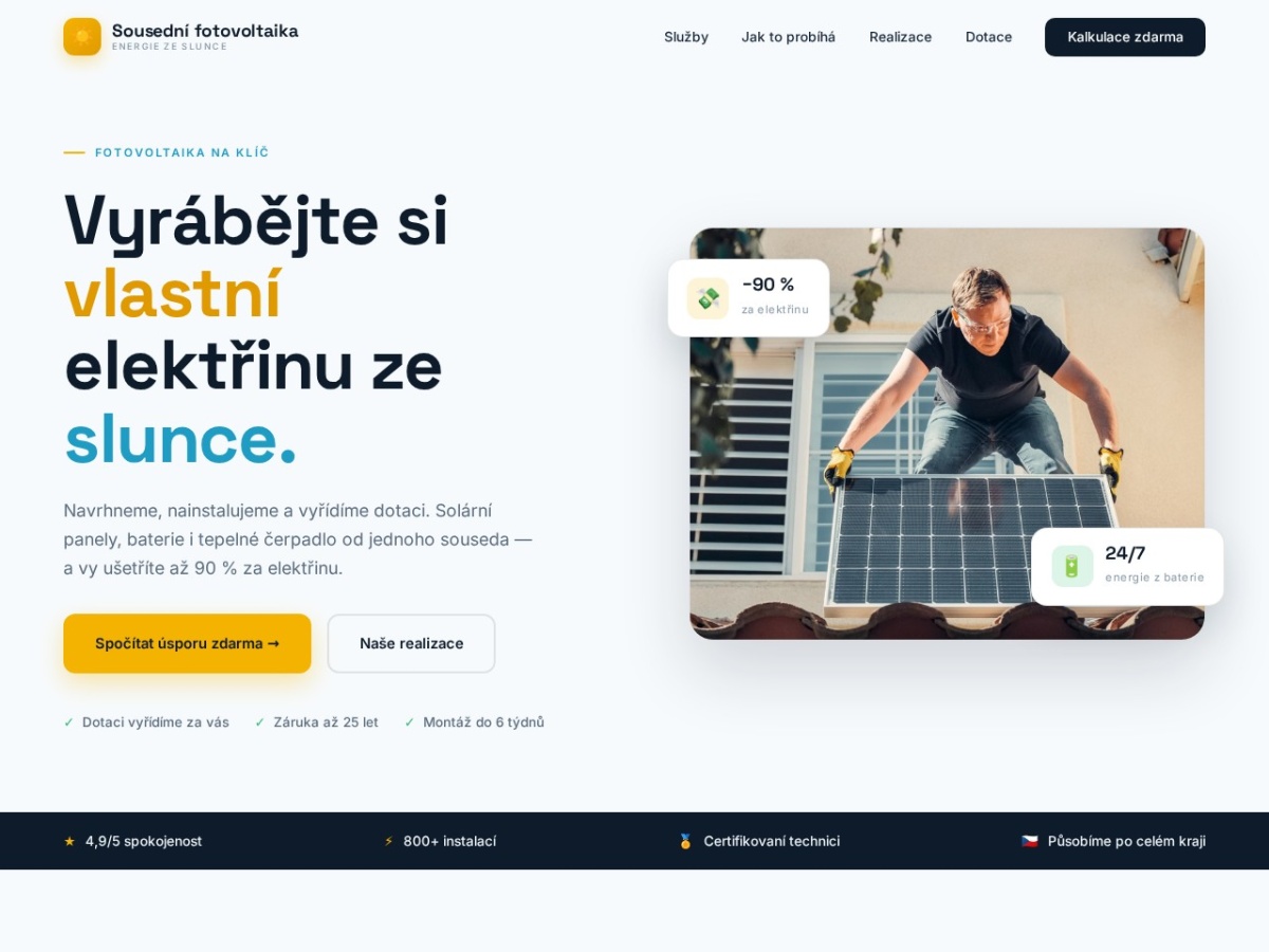 Náhled webu Sousední fotovoltaika